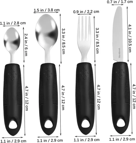 Vista 2 de 1Set Weighted Utensils for Hand Tremors Ergonomic Fork and Spoon for Elderly Design Shaking Tableware for Dining and Everyday Use
