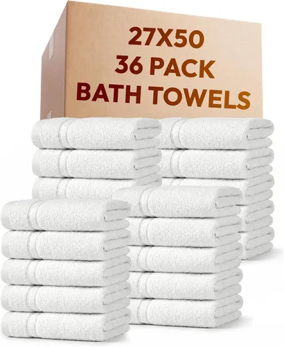 Vista 13 de belem Mikado - Toallas de baño de lujo a granel de 27 x 54 pulgadas, paquete de 36, 100% algodón, ultra suaves y afelpadas, altamente absorbentes