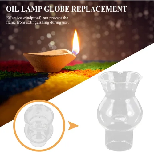 Vista 4 de Uonlytech Reemplazo de pantalla de lámpara de vidrio resistente a altas temperaturas, cubierta superior de lámpara de queroseno, chimenea