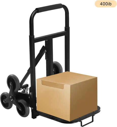 Vista 4 de Carro de mano resistente – Capacidad de peso industrial de 400 libras Carro plegable con ruedas plegables y mango telescópico