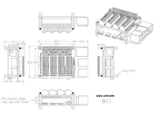 Vista 7 de HCDC RPi GPIO Status LED & Terminal Block Breakout Board HAT for Raspberry Pi A+ 3A+ B+ 2B 3B 3B+ 4B