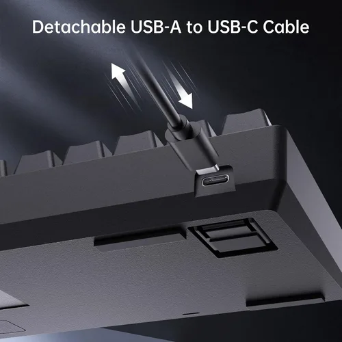 Vista 7 de DIERYA DK61E Teclado mecánico para juegos con cable al 60%, tecla PBT, retroiluminación RGB, teclas completas anti-fantasma, USB C desmontable