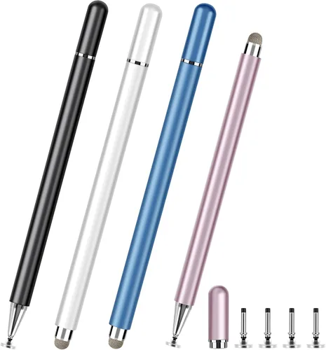 Vista 8 de Lápices ópticos para pantallas táctiles, 4 piezas de lápices ópticos de disco de alta precisión con tapa magnética, lápiz óptico 2 en 1 compatible