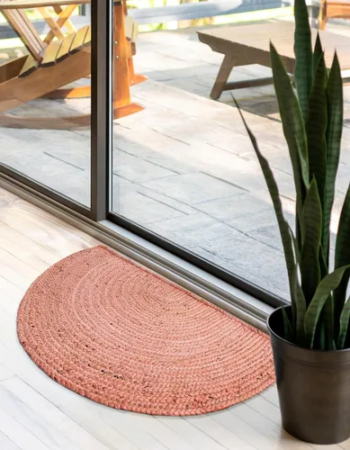 Vista 60 de Unique Loom Alfombra trenzada de la colección de yute - Dhaka (escalera de 0 pies 9 pulgadas x 2 pies 6 pulgadas, natural)