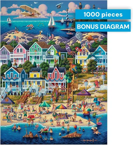 Vista 6 de Buffalo Games - Dowdle's Outer Banks - Rompecabezas de 1000 piezas, fabricado en Estados Unidos, tablero reciclado premium, diagrama de referencia