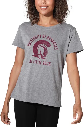 Vista 433 de Colección oficial de camisetas sueltas con logotipo desgastado grande universitario para mujer, jaspeado atlético