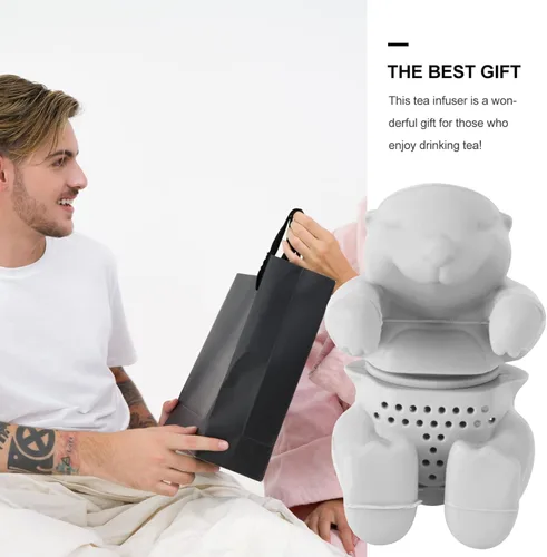 Vista 9 de Cabilock Linda nutria de silicona infusor de té de grado alimenticio, filtro de té gris fácil de limpiar Gadget de cocina