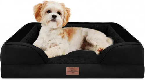 Vista 220 de Comfort Expression - Cama ortopédica para perros pequeños, 20 x 14 pulgadas, cama impermeable y de apoyo de espuma con cojines removibles, sofá