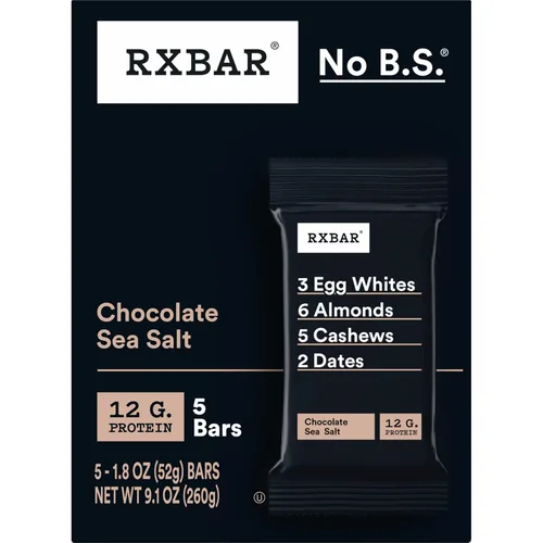 Vista 9 de RXBAR Barras de proteínas, aperitivo de proteínas, barras de aperitivos, sal marina de chocolate, 9.15 onzas (5 barras)