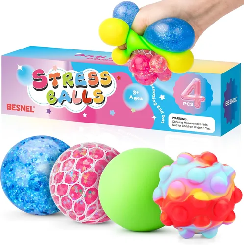 Vista 12 de Paquete de 20 bolas antiestrés, bolas esponjosas, bolas para apretar para adultos Bolas para aliviar el estrés, rellenos de caja de premios