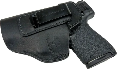 Vista 11 de Relentless Tactical IWB The Defender - Funda de cuero para pistolas S&W M&P Shield, GLOCK 17 19 22 23 32 33, Springfield XD & XDS, y pistolas