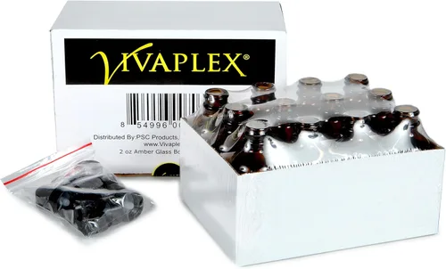 Vista 3 de Vivaplex, 12, Amber, botellas de vidrio de 2 onzas, con tapas