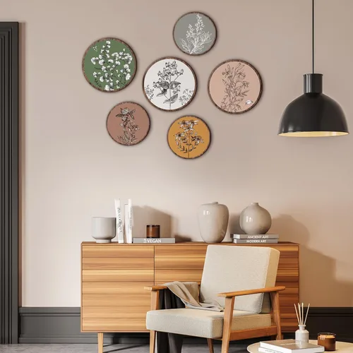 Vista 6 de Barydat 6 Piezas de Arte de Pared Boho con Plantas, Decoración de Pared de Madera Boho, Estilo Granja, Rústico, Bohemio, para Colgar en Dormitorio