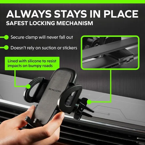 Vista 3 de Soporte de teléfono para ventilación de aire, soporte universal para teléfono celular con bloqueo para cualquier teléfono inteligente, iPhone