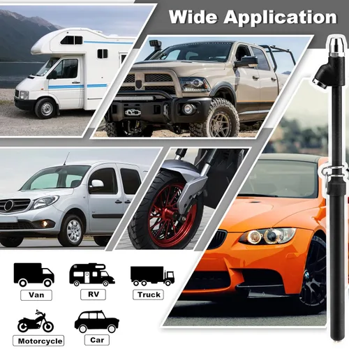 Vista 7 de CZC AUTO Medidor de presión de neumáticos, medidor de presión de aire resistente, mandriles de doble cabezal de pie recto, pintura negra, 10-150PSI