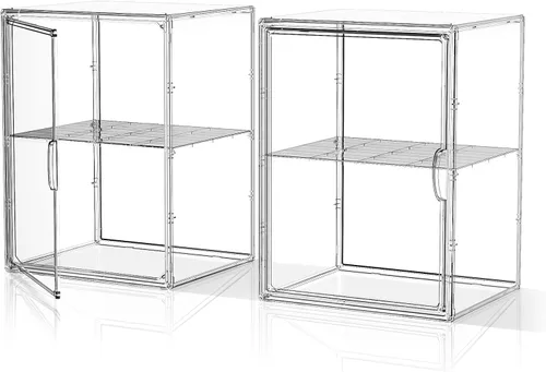 Vista 7 de Estuche de acrílico transparente, contenedores de almacenamiento de plástico apilables con tapas, caja de exhibición grande con tapa magnética