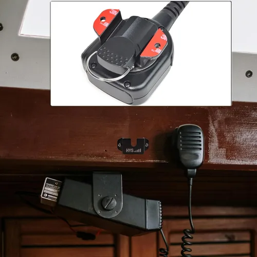 Vista 6 de HYS Soporte de radio de un solo lado para automóvil, soporte universal para micrófono de radio CB aficionado, kit de montaje con tornillos