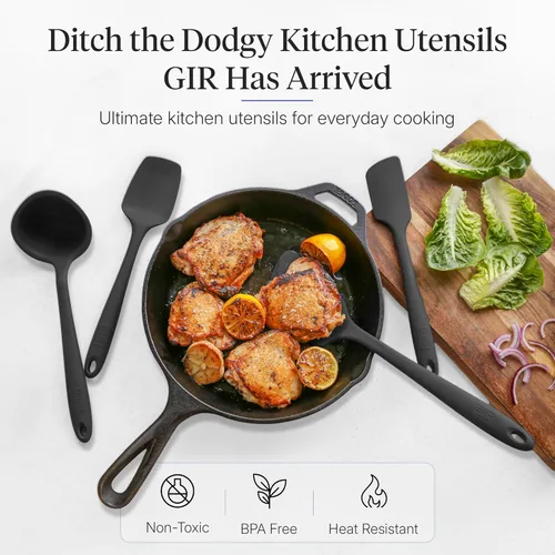 Vista 2 de GIR: Get It Right - Juego de utensilios de cocina de silicona de 5 piezas, cucharón, espátula, abatible, cuchara y cuchara, utensilios de cocina
