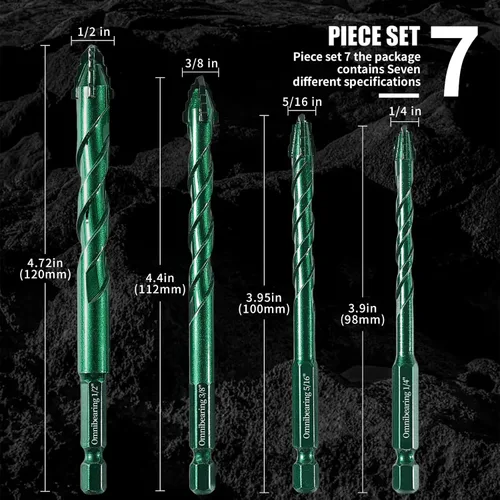 Vista 2 de Juego de brocas excéntricas de acero de tungsteno de alta dureza, brocas de taladro de cabeza hexagonal cruzadas, adecuadas para perforaciones