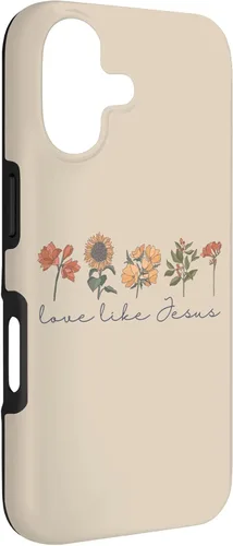 Vista 3 de Love Like Jesus - Carcasa para iPhone 17, diseño de flores y texto bíblico, religioso