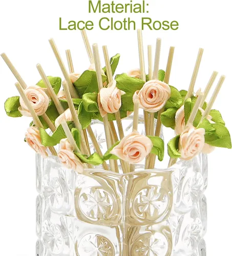 Vista 3 de Minisland Palillos de cóctel de flores de rosa rosa, palillos de bambú de 4.7 pulgadas de largo para aperitivos, decoración de despedida de soltera