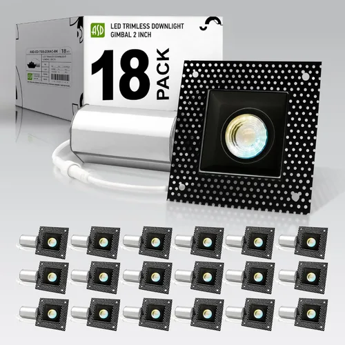 Vista 17 de ASD Trimless Gimbal - Iluminación LED empotrable de 2 pulgadas, 8 W 120 V, luz de techo direccional regulable ajustable con caja de conexión, 5 CCT
