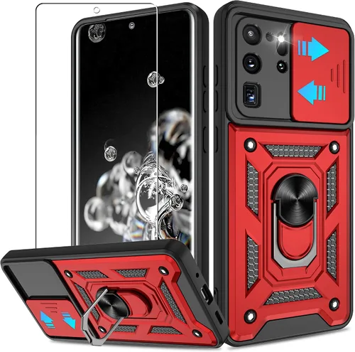 Vista 9 de ATUMP Funda protectora para Samsung Galaxy S20 Ultra con protector de pantalla HD, resistente con rotación de 360° con soporte de metal