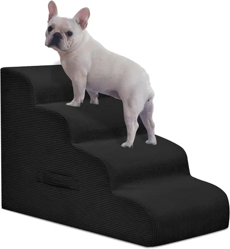 Vista 17 de Mesa Lemon Escaleras para perros y escalones para camas altas, 2 escalones de espuma de alta densidad impermeable para perros y gatos pequeños