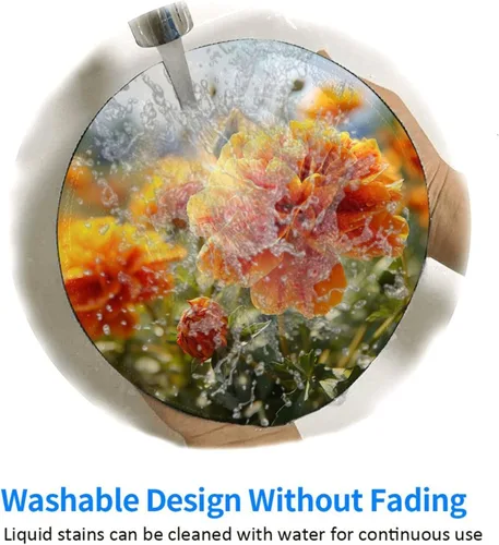 Vista 5 de Gaming Mousepad Marigold Flower Autumn Flowers Print Round Mousepad Non-Slip Rubber Base MousePads with Stitched Edges MouseMat for Computers Laptop