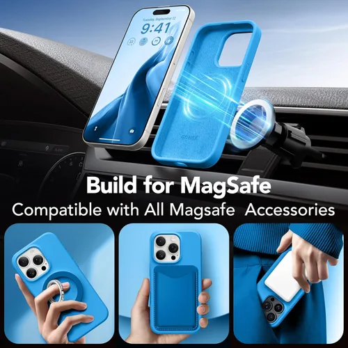 Vista 299 de GONEZ Funda magnética para iPhone 14, compatible con Magsafe, con protector de pantalla + protector de cámara, forro de microfibra antiarañazos