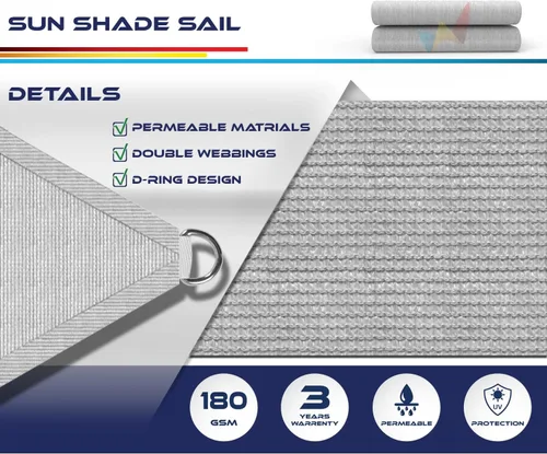 Vista 3 de Windscreen4less Toldo tipo vela triangular de 2 x 2 x 2 pies, para exteriores, bloqueo UV, para patio trasero, porche, pérgola, terraza, jardín Gris