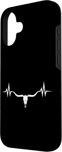 Vista 2 de Funda para iPhone 16 Vintage Texas Longhorn Rancher Heartbeat Pulse Ganadero Granjero