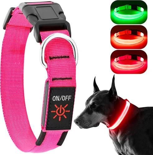 Vista 11 de Collar de perro KOSKILL LED - Ajustable, recargable, impermeable, brilla en la oscuridad para perros medianos y grandes Verde