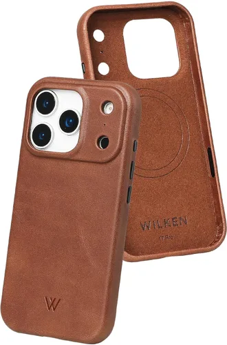 Vista 21 de Wilken - Funda de cuero delgada para teléfono compatible con iPhone 15 Pro, compatible con MagSafe y carga inalámbrica, funda de cuero de primera