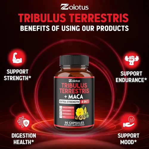 Vista 5 de Zolotus Cápsulas Premium de Tribulus Terrestris - Combinadas con Ashwagandha, Panax Ginseng y Maca - 90 Unidades para 3 Meses