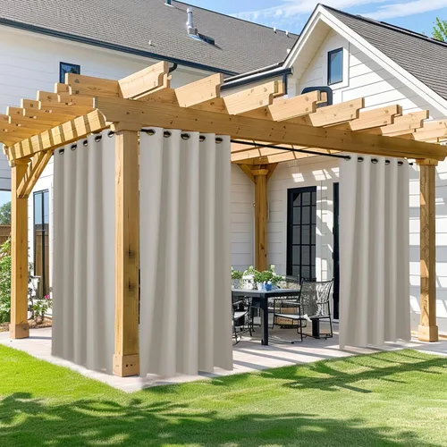 Vista 183 de NICETOWN Cortinas para Exteriores para Patio Impermeables de 84 pulgadas de Largo 2 Paneles, Cortinas de Privacidad para Exteriores con Aislamiento