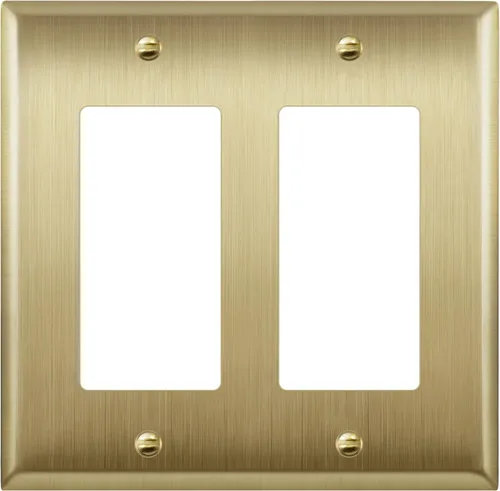 Vista 14 de ENERLITES Placa de pared de metal con interruptor decorativo doble, tapa de tomacorriente, resistente a la corrosión, tamaño estándar de 2
