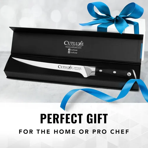 Vista 8 de Cutluxe - Cuchillo de filetear para pescado y carne – Cuchillo deshuesador de 7" afilado como una navaja – Acero alemán de alto carbono flexible