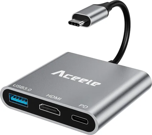 Vista 12 de Aceele Divisor USB Hub 3.0 con 2 USB-C y 2 USB-A, adaptador extensor multipuerto ultrafino de 4 puertos con cable de extensión de 4 pies de largo