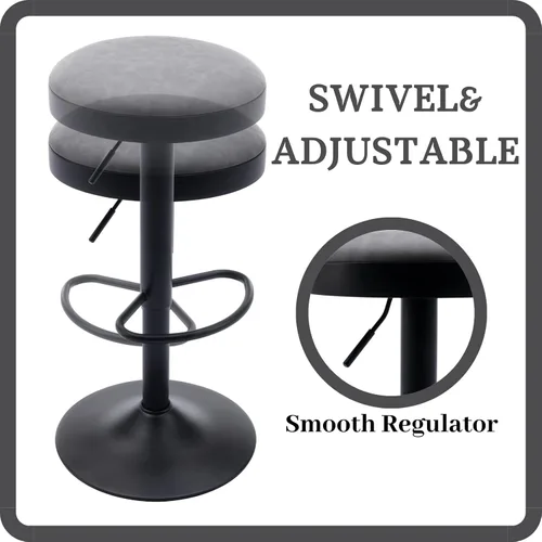 Vista 34 de Taburetes de bar sin espalda, juego de 2 taburetes de bar redondos ajustables para encimera de cocina, taburete giratorio de altura de barra, silla