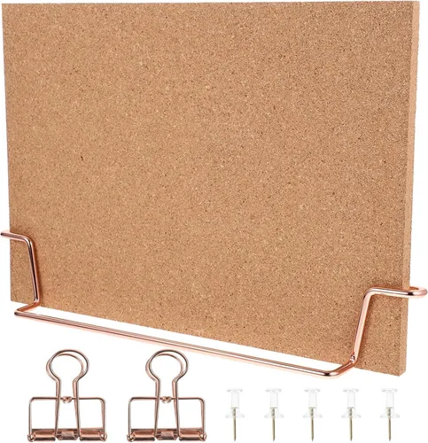 Vista 9 de NUOBESTY Soporte de escritorio, 1 juego de tablero de corcho, tablero de corcho de escritorio con soporte rectangular, tablero de doble cara