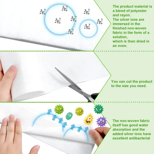 Vista 4 de Hoja seca de pliegue de piel de 25 pies, 2 rollos de almohadillas absorbentes suaves con iones plateados, almohadillas desechables
