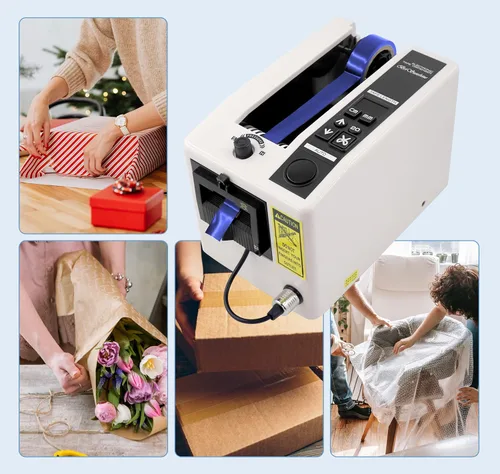 Vista 6 de Máquina de corte de cinta eléctrica, cortador dispensador automático de cinta para envolver/embalar, con longitud de corte de 39.331 in para varias