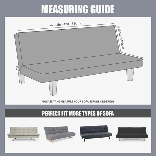 Vista 2 de molasofa Funda elástica similar a la piel para futón sin brazos, protector de muebles con parte inferior elástica, funda de futón suave y lavable