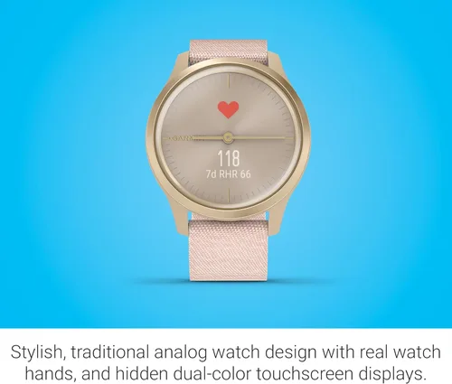 Vista 3 de Garmin - Vívomove 3S, smartwatch híbrido con manos reales y pantalla táctil oculta