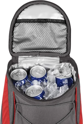 Vista 7 de ONIVA - Mochila térmica PTX de la marca Picnic Time, mochila térmica suave, bolsa de almuerzo aislada (rojo con detalles grises)