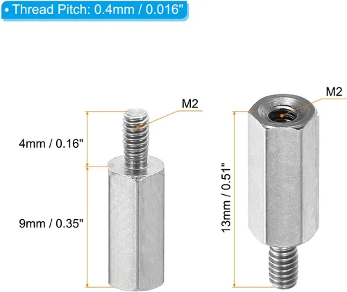 Vista 2 de PATIKIL M2x9mm+0.157 in Macho-Hembra Hex Standoff, paquete de 20 tornillos de acero inoxidable para placas base, cajas de computadora, placas