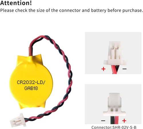 Vista 4 de EEMB Paquete de 10 baterías CMOS CR2032 de litio de 3 V con cables de cable y conector SHR para computadora portátil Intel NUC y ASUS ROG Strix G702