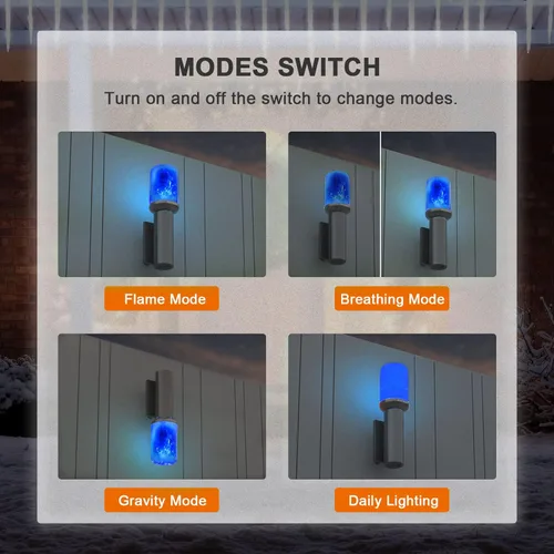 Vista 5 de Hompavo 【Actualizadas】Bombillas LED de llama, 4 modos de bombillas parpadeantes con efecto invertido, bombilla de llama E26 para Halloween, Navidad