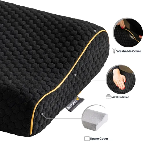 Vista 3 de Almohada de viaje de espuma viscoelástica con funda lavable y bolsa de transporte, almohada de cuello compacta, suave y transpirable para avión
